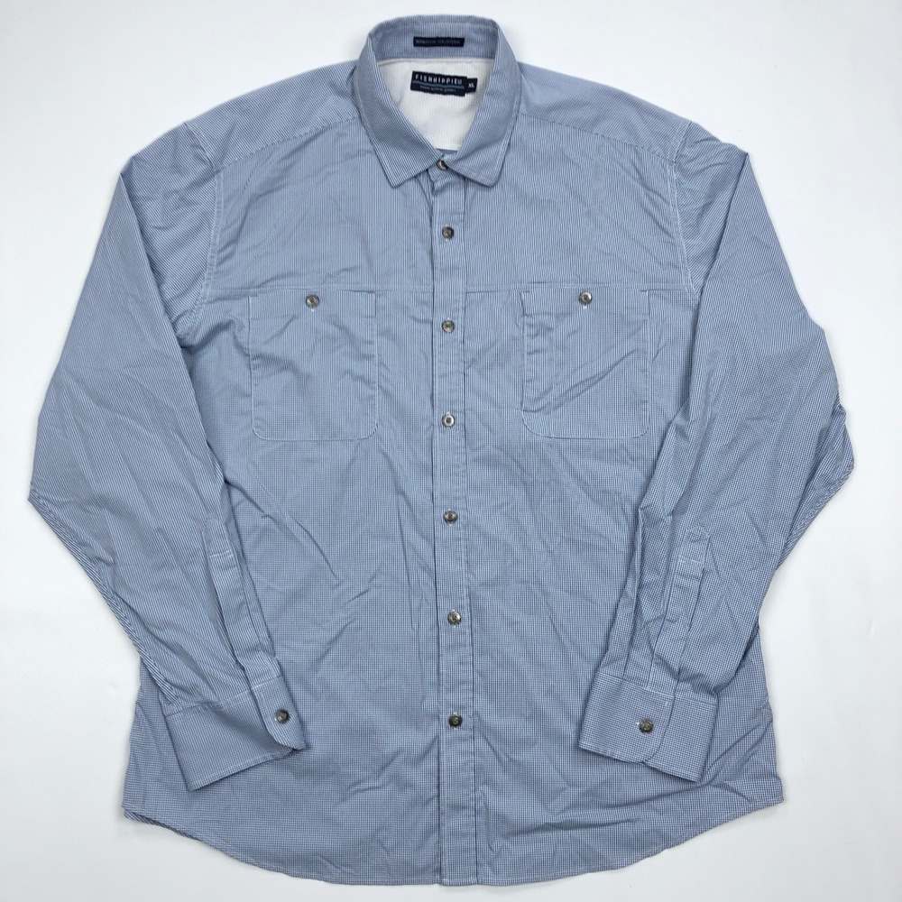 Fish Hippie Co Migration Collection Mens XL Blue Gingham Fishing Shirt LS